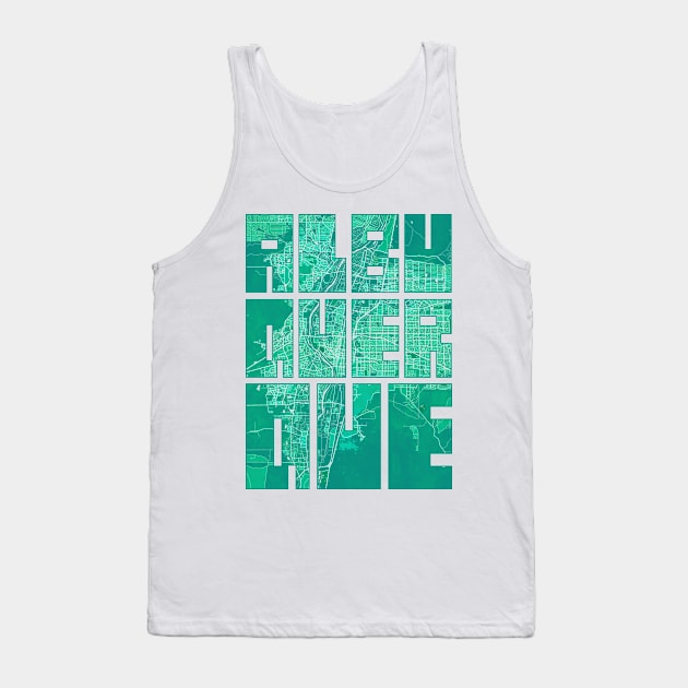 Albuquerque, New Mexico, USA City Map Typography - Watercolor Tank Top by deMAP Studio